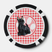 Schnauzer; Rood en Wit Gingham Poker Chips (Achterkant)