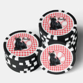 Schnauzer; Rood en Wit Gingham Poker Chips (Opstapeling)