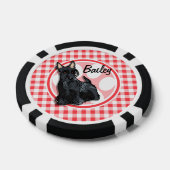 Schnauzer; Rood en Wit Gingham Poker Chips (Enkel)