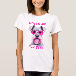 Schnauzer roze hartvormige zonnebril t-shirt