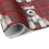 Schnauzer Santa Dog Holiday Plaid Christmas Cadeaupapier (Rol Hoek)