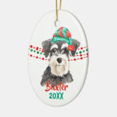 Schnauzer Santa Hat Holiday String Beads Keramisch Ornament (Links)