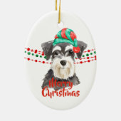 Schnauzer Santa Hat Holiday String Beads Keramisch Ornament (Achterkant)
