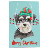 Schnauzer Santa Hat Holiday String Beads Medium Cadeauzakje (Voorkant)