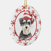 Schnauzer Santa Hat Red Snowflake Sjabloon Keramisch Ornament (Rechts)
