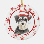 Schnauzer Santa Hat Red Snowflake Sjabloon Keramisch Ornament (Voorkant)