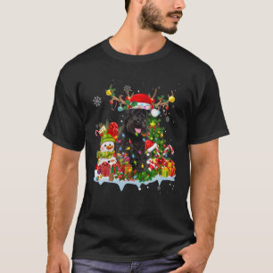 Schnauzer Santa Hat Reindeer Kerstlights Paja T-shirt