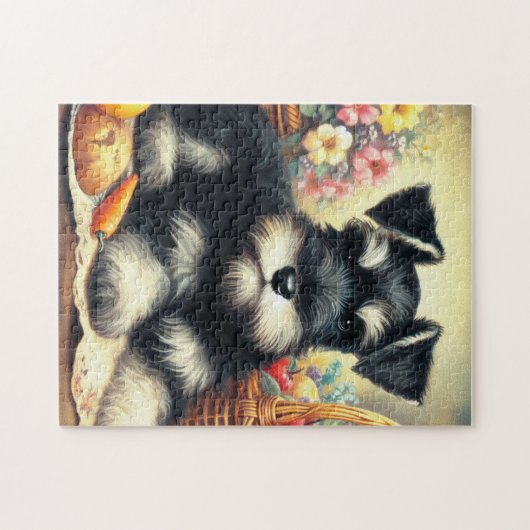  Schnauzer Schilderen Legpuzzel (Horizontaal)