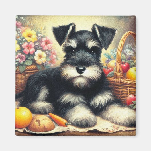 Schnauzer Schilderen Magneet (Voorkant)