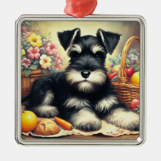 Schnauzer Schilderen Metalen Ornament (Voorkant)