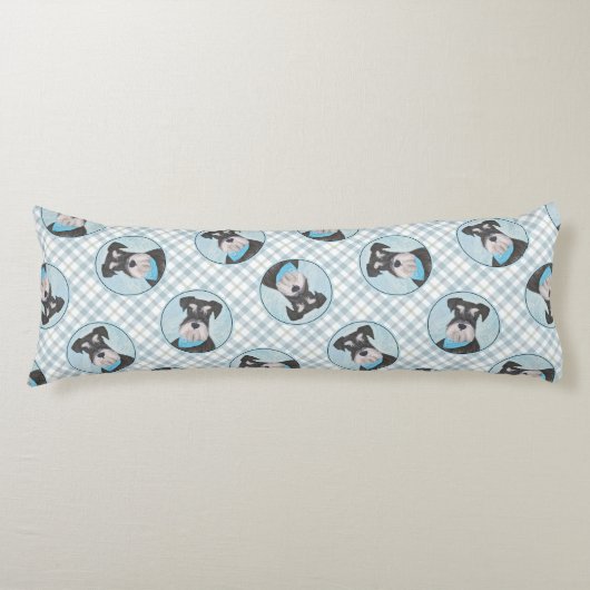 Schnauzer Schilderen Miniatuur Uncropped Pet Dog A Lichaamskussen (Voorkant)