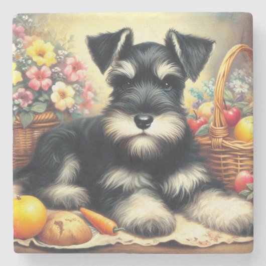 Schnauzer Schilderen Stenen Onderzetter (Voorkant)