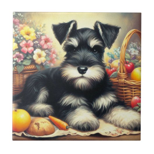  Schnauzer Schilderen Tegeltje (Voorkant)