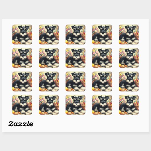  Schnauzer Schilderen Vierkante Sticker (Vel)