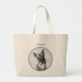 Schnauzer Schilderij Giant bijgesneden originele h Grote Tote Bag (Achterkant)