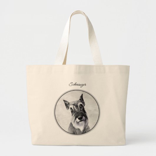 Schnauzer Schilderij Giant bijgesneden originele h Grote Tote Bag (Voorkant)