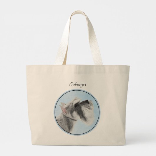 Schnauzer Schilderij Giant Standard Cropped Dog Ar Grote Tote Bag (Achterkant)