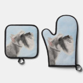 Schnauzer Schilderij Giant Standard Cropped Dog Ar Ovenwant & Pannenlap Set (Voorkant)