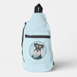 Schnauzer Schilderij Miniatuur Ongeknipt Huisdier  Sling Bag