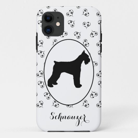 Schnauzer Silhouet Harten en Pootafdrukken Case-Mate iPhone Case (Achterkant)