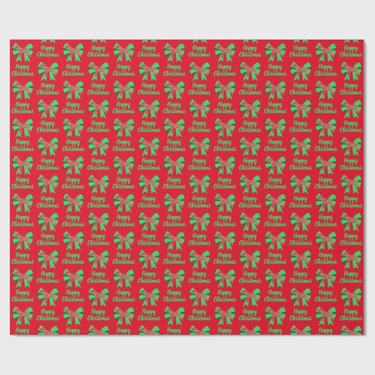 Schnauzer Silhouette Cute Kersthond en Bow Red Cadeaupapier (Vlak)