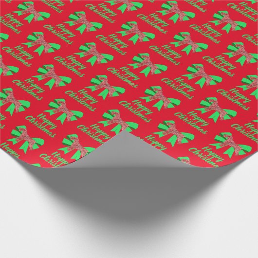 Schnauzer Silhouette Cute Kersthond en Bow Red Cadeaupapier (Hoek)