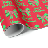 Schnauzer Silhouette Cute Kersthond en Bow Red Cadeaupapier (Rol Hoek)