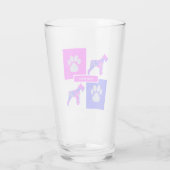 Schnauzer Silhouette Dog & Paw Pink Blue Square Glas (Achterkant)