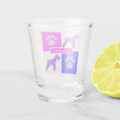 Schnauzer Silhouette Dog & Paw Pink Blue Square Shot Glas (Achterkant)
