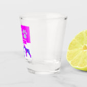 Schnauzer Silhouette Dog & Paw Pink Blue Square Shot Glas (Rechts)