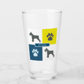 Schnauzer Silhouette Dog & Paw Y&B Grid Glas (Voorkant)