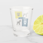 Schnauzer Silhouette Dog & Paw Y&B Grid Shot Glas (Achterkant)