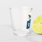Schnauzer Silhouette Dog & Paw Y&B Grid Shot Glas (Links)