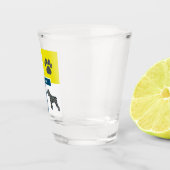 Schnauzer Silhouette Dog & Paw Y&B Grid Shot Glas (Rechts)