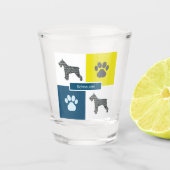 Schnauzer Silhouette Dog & Paw Y&B Grid Shot Glas (Voorkant)