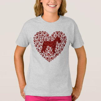 Schnauzer Silhouette Heart Paws Adorable T-shirt