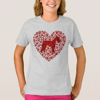 Schnauzer Silhouette Heart Paws Adorable T-shirt