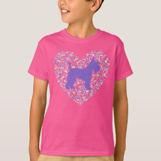 Schnauzer Silhouette Heart Paws Adorable T-shirt