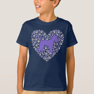 Schnauzer Silhouette Heart Paws Adorable T-shirt