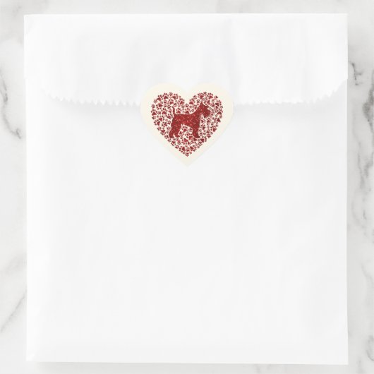 Schnauzer Silhouette Heart Paws Print - Dog Lover Hart Sticker (Tas)