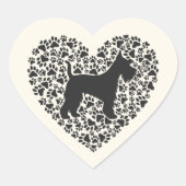 Schnauzer Silhouette Heart Paws Print - Dog Lover Hart Sticker (Voorkant)