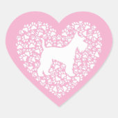 Schnauzer Silhouette Heart Paws Print - Dog Lover Hart Sticker (Voorkant)