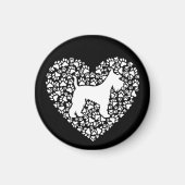 Schnauzer Silhouette Heart Paws Print - Dog Lover Magneet (Voorkant)