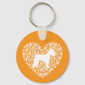 Schnauzer Silhouette Heart Paws Print - Dog Lover Sleutelhanger (Voorkant)