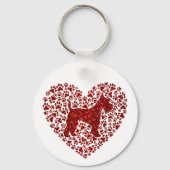 Schnauzer Silhouette Heart Paws Print - Dog Lover Sleutelhanger (Voorkant)