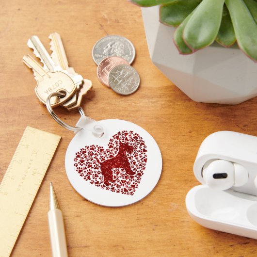 Schnauzer Silhouette Heart Paws Print - Dog Lover Sleutelhanger (Bureau)