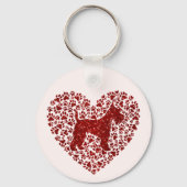 Schnauzer Silhouette Heart Paws Print - Dog Lover Sleutelhanger (Achterkant)