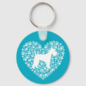 Schnauzer Silhouette Heart Paws Print - Dog Lover Sleutelhanger (Voorkant)