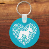 Schnauzer Silhouette Heart Paws Print - Dog Lover Sleutelhanger (Voorkant)