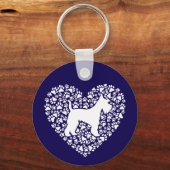 Schnauzer Silhouette Heart Paws Print - Dog Lover Sleutelhanger (Voorkant)